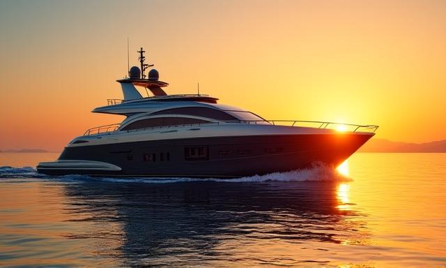 Yacht di lusso ormeggiato al tramonto