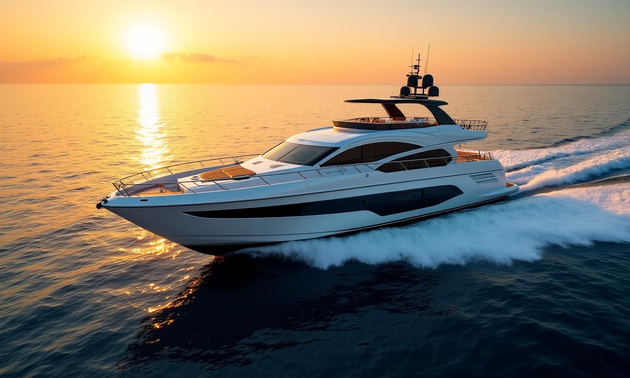 Yacht di lusso in navigazione al tramonto